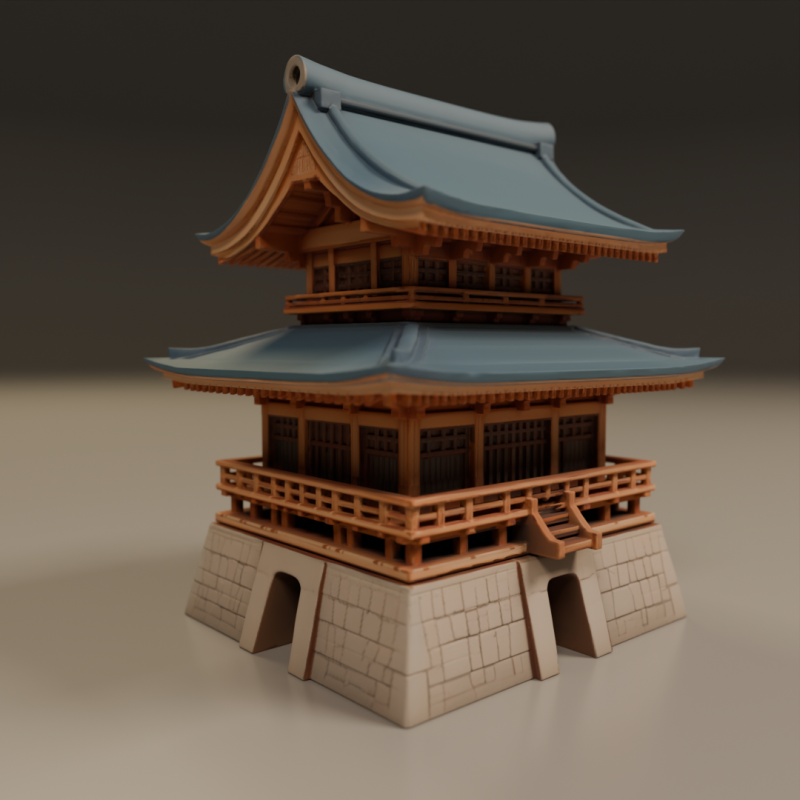 Japanese temple Modello di stampa 3D .c4d .max .obj .3ds .fbx .stl .blend