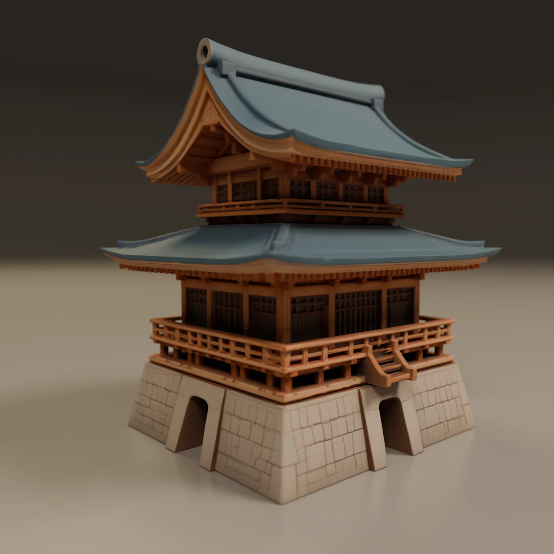 Japanese temple 3D Print Model .c4d .max .obj .3ds .fbx .stl .blend 