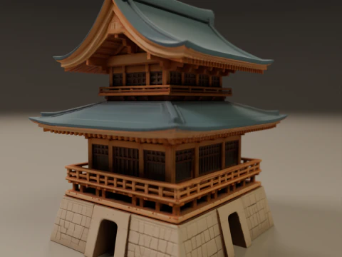 Japanese temple 3D Print Model