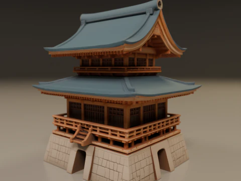 Japanese temple 3D Print Model