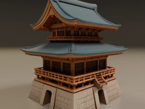 Japanese temple 3D Print Model