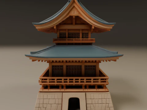 Japanese temple 3D Print Model
