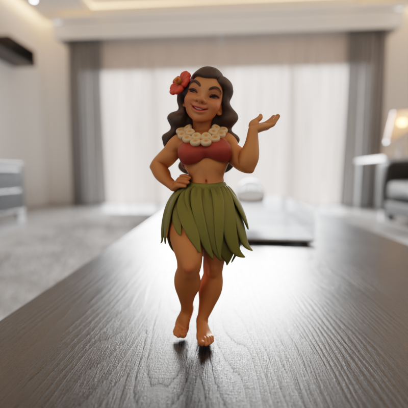 Hawaiian pin-up 3D 打印模型 .c4d .max .obj .3ds .fbx .stl .blend 
