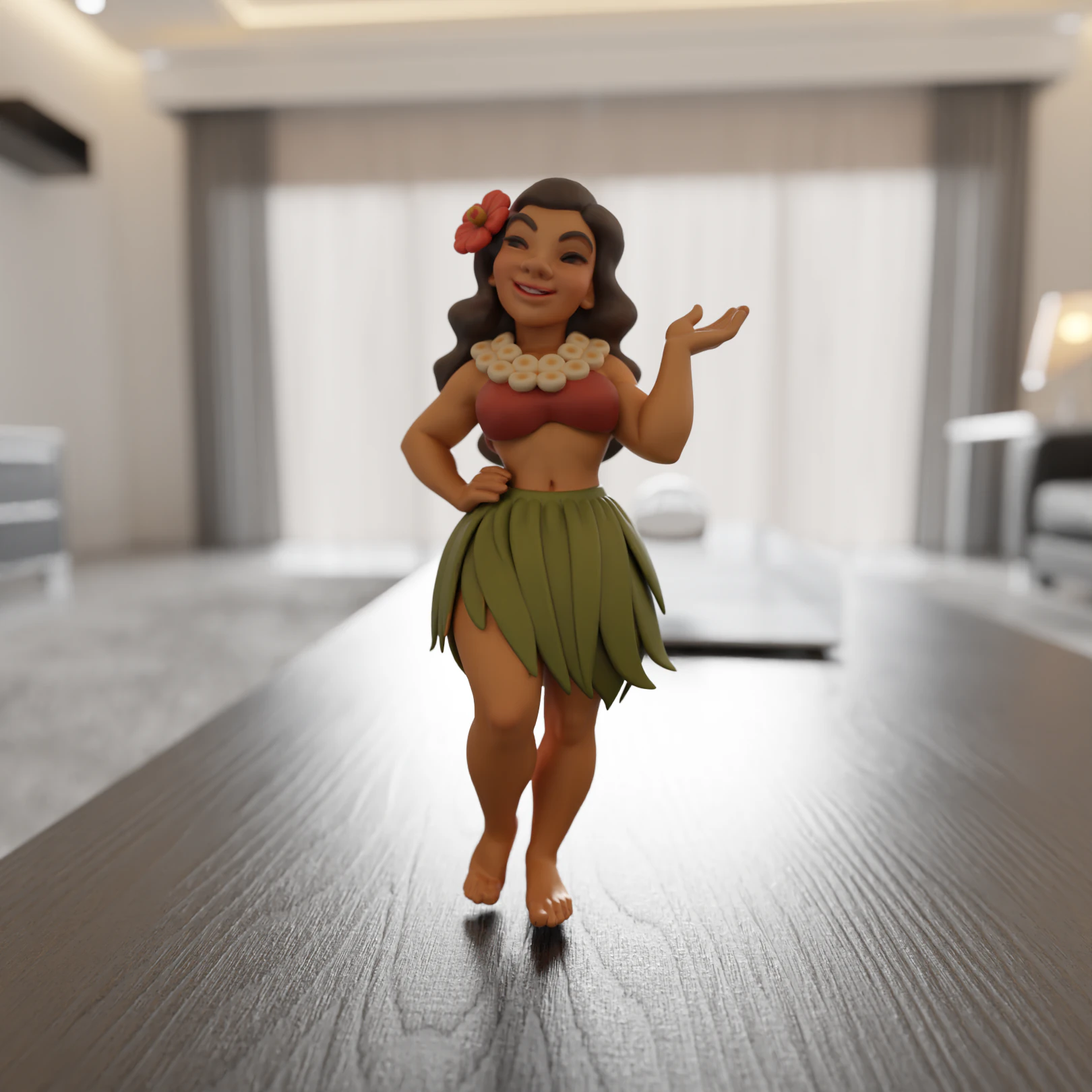 Hawaiian pin-up 3D Print Model .c4d .max .obj .3ds .fbx .stl .blend 