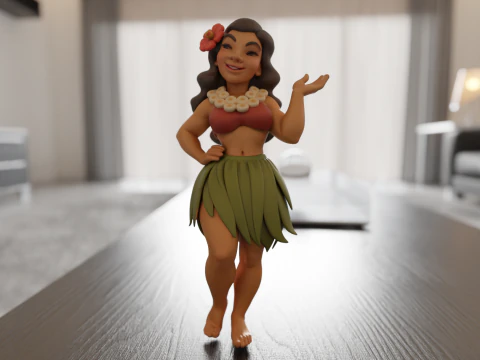 Pin-up hawaïenne Modèles 3D en vedette