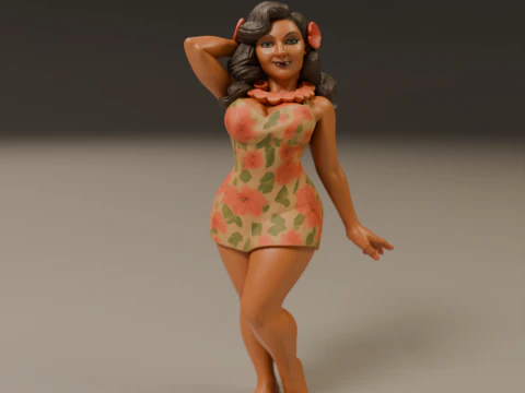 Polynesian pin-up 3D Print Model