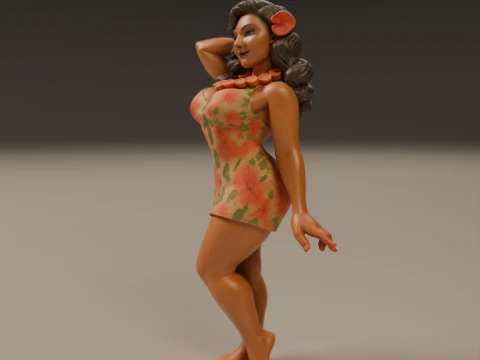 Polynesian pin-up 3D Print Model