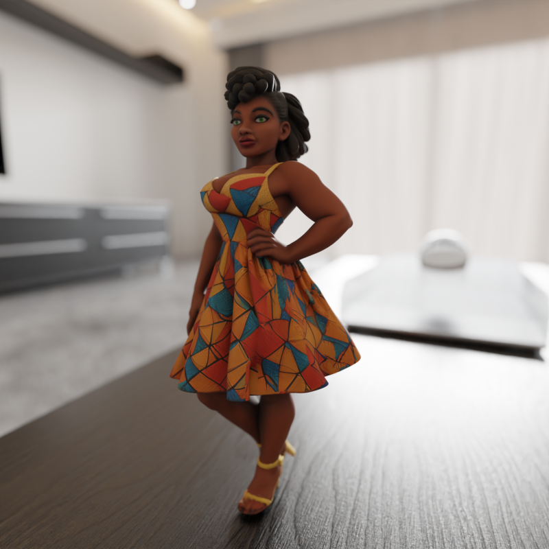 African pin-up Model Cetak 3D .c4d .max .obj .3ds .fbx .stl .blend 