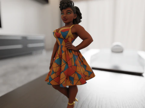 Pin-up africaine Modèles 3D en vedette
