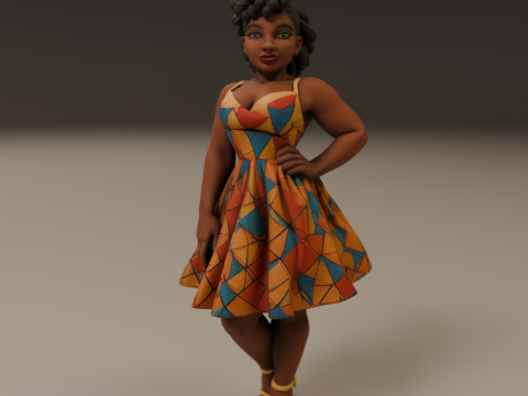 African pin-up Model Cetak 3D