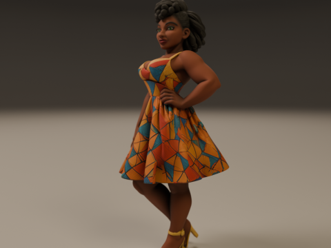 African pin-up Model Cetak 3D