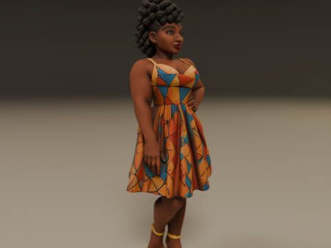 African pin-up Model Cetak 3D