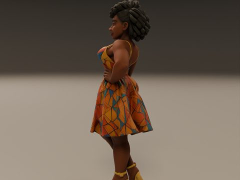 African pin-up Model Cetak 3D