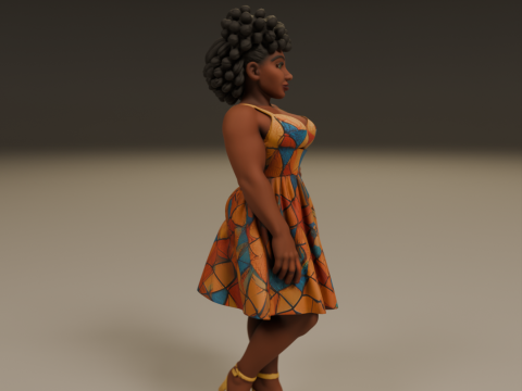 African pin-up Model Cetak 3D