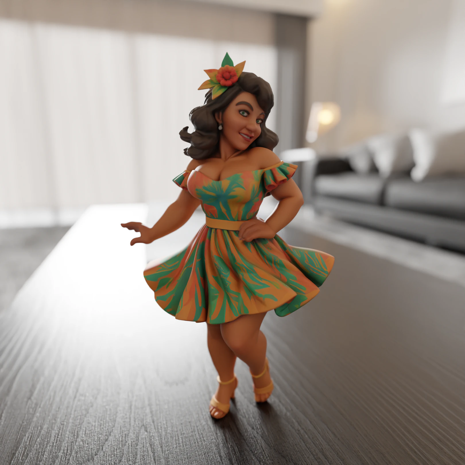 Brazilian pin-up 3D Print Model .c4d .max .obj .3ds .fbx .stl .blend