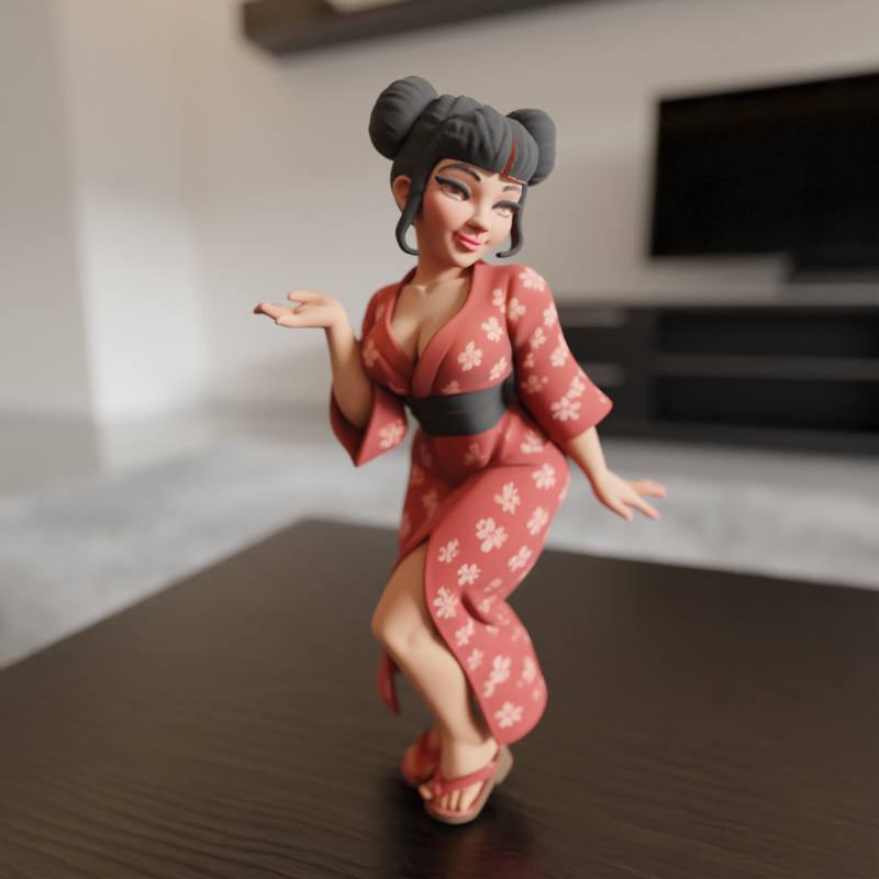 Japanese pin-up 3D 打印模型 .c4d .max .obj .3ds .fbx .stl .blend 