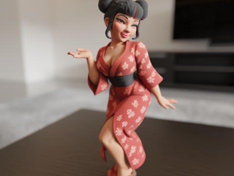 Japanese pin-up Model do druku 3D