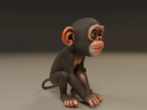 Chimpanzee 3D Print Model