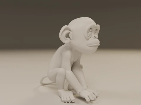 Chimpanzee 3D Print Model