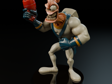Earthworm Jim Model Cetak 3D
