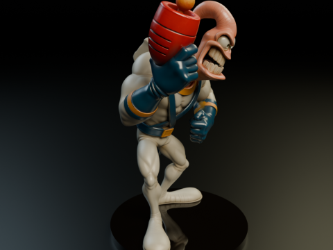 Earthworm Jim Model Cetak 3D