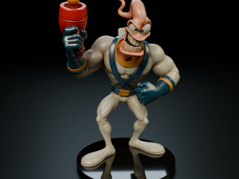 Earthworm Jim Model Cetak 3D