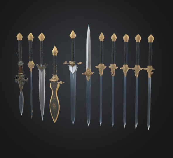 3D Pack Realistic Swords 3D Model .c4d .max .obj .3ds .fbx .stl .blend 