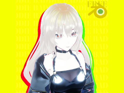Yellow Hair Baddie Stylized Anime Fully Rigged Game Ready 3D Model