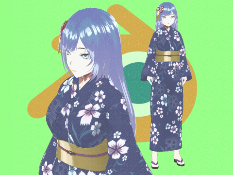 Traditional Anime Girl Fully Rigged Stylized 3D Character Model 3D