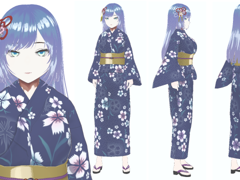 Traditional Anime Girl Fully Rigged Stylized 3D Character 3D Модель