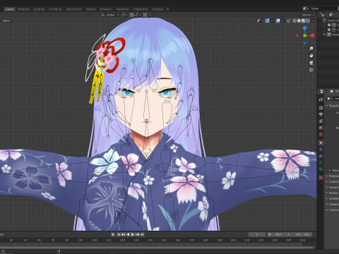 Traditional Anime Girl Fully Rigged Stylized 3D Character 3D Модель