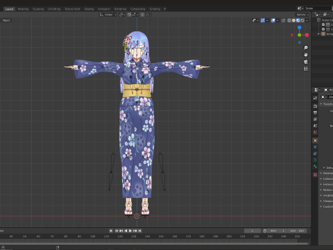 Traditional Anime Girl Fully Rigged Stylized 3D Character 3D Модель