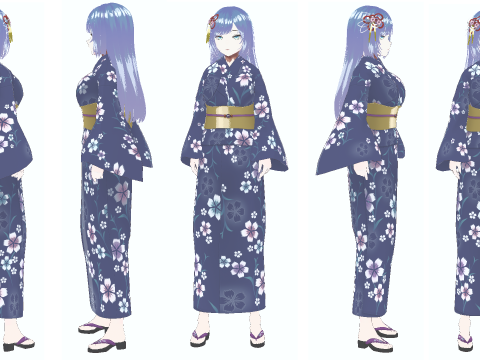 Traditional Anime Girl Fully Rigged Stylized 3D Character 3D Модель