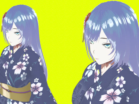 पारंपरिक एनीमे गर्ल पूरी तरह से कठोर शैलीबद्ध 3डी चरित्र 3D मॉडल