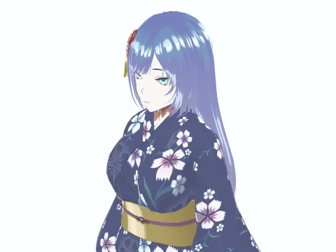 पारंपरिक एनीमे गर्ल पूरी तरह से कठोर शैलीबद्ध 3डी चरित्र 3D मॉडल