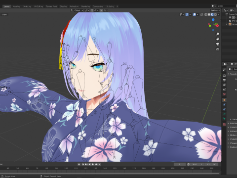 Traditional Anime Girl Fully Rigged Stylized 3D Character 3D Модель