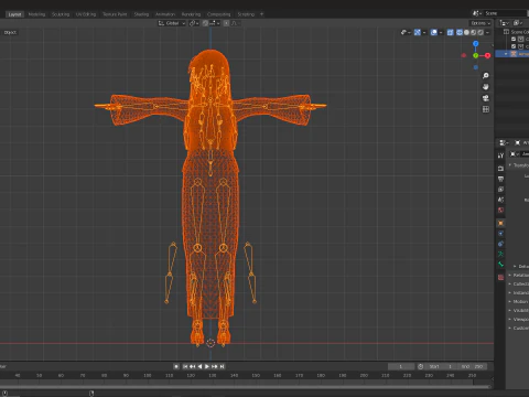 पारंपरिक एनीमे गर्ल पूरी तरह से कठोर शैलीबद्ध 3डी चरित्र 3D मॉडल