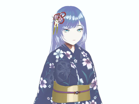 पारंपरिक एनीमे गर्ल पूरी तरह से कठोर शैलीबद्ध 3डी चरित्र 3D मॉडल