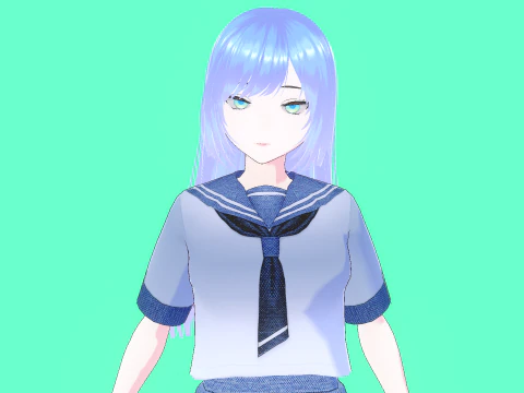 Anime School Girl VTUBER Animation and Game Ready 3D Model
