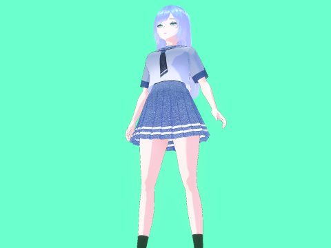 Anime School Girl VTUBER Animation and Game Ready 3D Модель