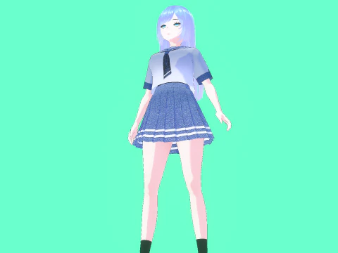 Anime School Girl VTUBER Animation and Game Ready 3D Model