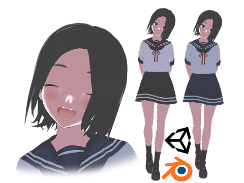 Sayuri School Girl Fully Rigged Anime Girl Low-poly 3D Model