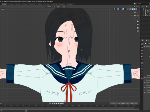 Sayuri School Girl Fully Rigged Anime Girl Low-poly Modelo 3D