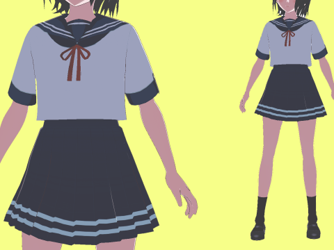 Sayuri School Girl Fully Rigged Anime Girl Low-poly Modelo 3D