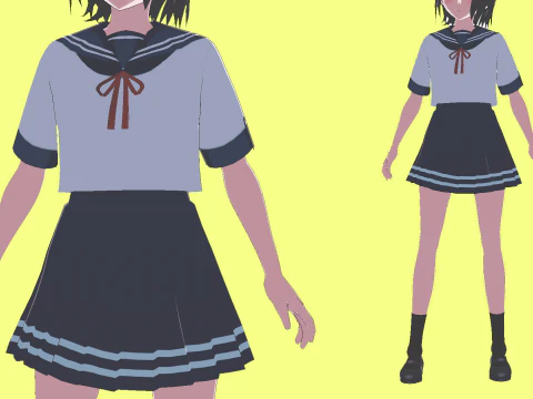Sayuri School Girl Fully Rigged Anime Girl Low-poly 3D Model