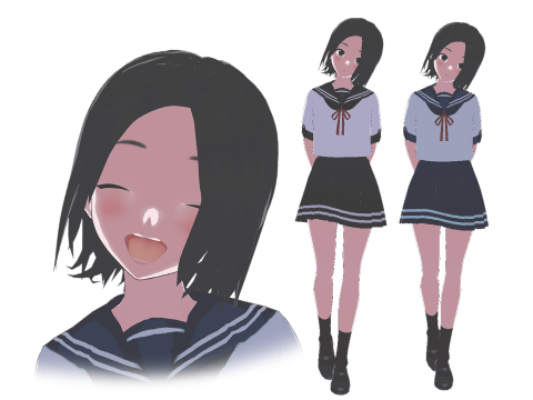 Sayuri School Girl Fully Rigged Anime Girl Low-poly Modelo 3D