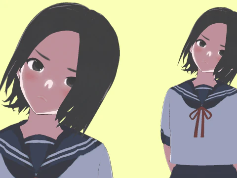Sayuri School Girl Fully Rigged Anime Girl Low-poly 3D Model