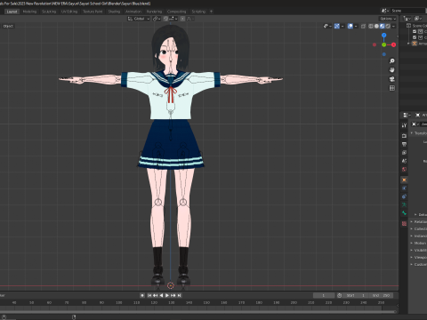 Sayuri School Girl Fully Rigged Anime Girl Low-poly Modelo 3D