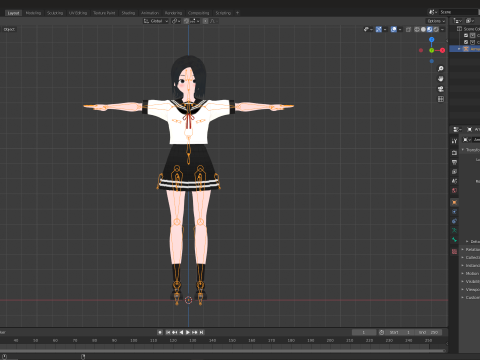 Sayuri School Girl Fully Rigged Anime Girl Low-poly Modelo 3D