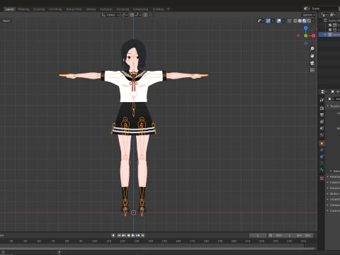 Sayuri School Girl Fully Rigged Anime Girl Low-poly 3D Model